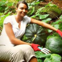 Nathachia with her giant pumpkins